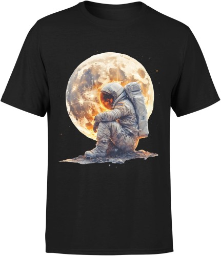 Astronauta Kosmos Księżyc Galaktyka Sci-fi Planeta Męska koszulka 