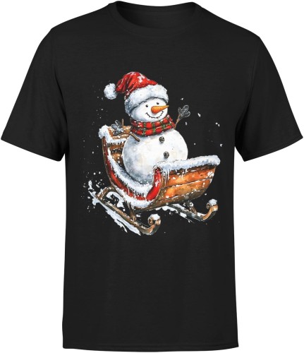 Bałwan Na Sankach Męska koszulka 