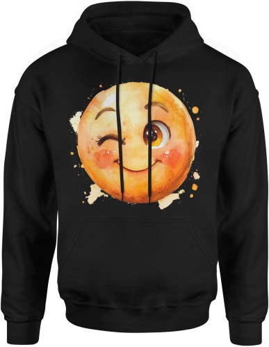Emoji Buźka Uśmiech Radosna Pozytywna Męska bluza z kapturem 