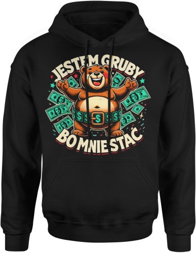 Miś jestem gruby Męska bluza z kapturem  