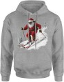Święty Mikołaj jadący na nartach Męska bluza z kapturem 