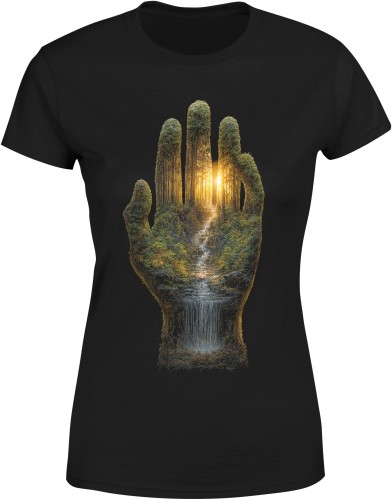 Natura Las Wodospad Damska koszulka color:#000000