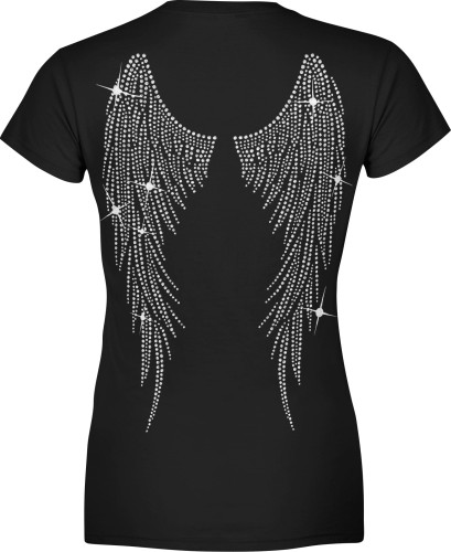 Skrzydła na plecach z tyłu Damska koszulka color:#000000