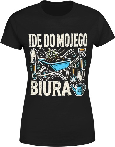 Idę do mojego biura ogród Damska koszulka color:#000000