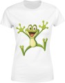 Żabka Radosna Żaba Kreskówkowa Uśmiech Damska koszulka 