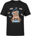 Gracz kapibara gamer Pew Pew z padem Męska koszulka 