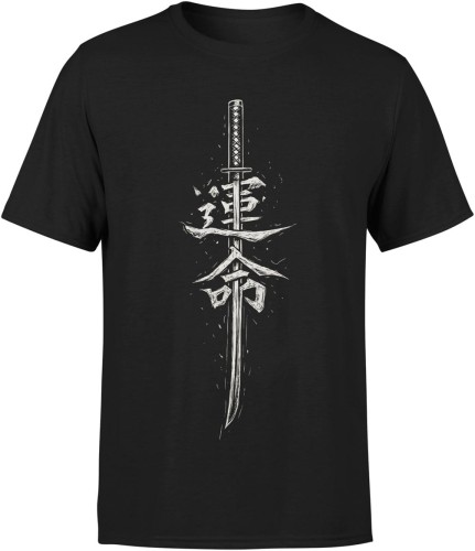 Katana z japońskim symbolem losu Męska koszulka  