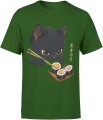 czarny kot sushi kawaii humor azjatycki vibe słodki Męska koszulka 