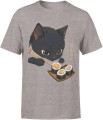 czarny kot sushi kawaii humor azjatycki vibe słodki Męska koszulka 