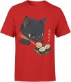 czarny kot sushi kawaii humor azjatycki vibe słodki Męska koszulka 