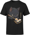 czarny kot sushi kawaii humor azjatycki vibe słodki Męska koszulka 