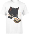 czarny kot sushi kawaii humor azjatycki vibe słodki Męska koszulka 