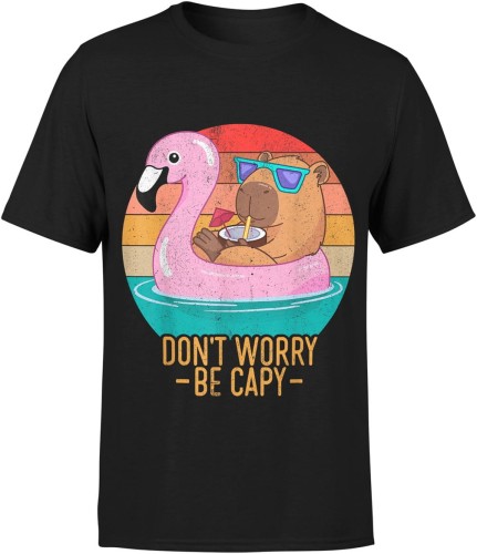 don’t worry be capy kapibara flaming humor chillout drink Męska koszulka 