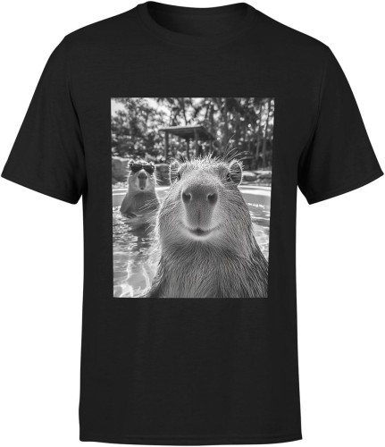 kapibara w basenie mem selfie chill wakacje capybara Męska koszulka 