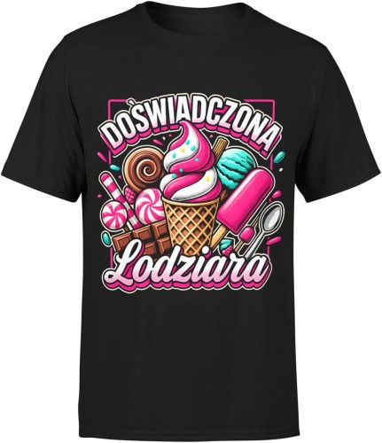 doświadczona lodziara lody słodycze imprezowy styl Męska koszulka 