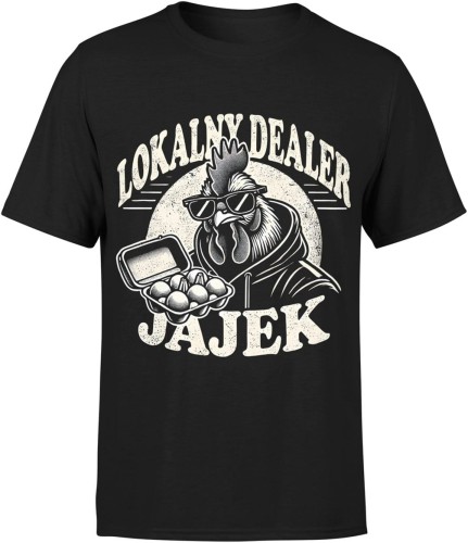 lokalny dealer jajek kogut farmer humor wiejski Męska koszulka 