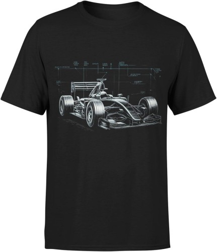Projekt bolidu F1 techniczny rysunek auta wyścigowego Męska koszulka 