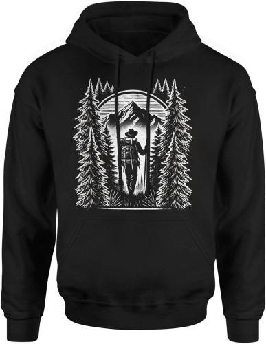 Wędrówka po górach turysta natura las przygoda podróż góral pejzaż outdoor survival Męska bluza z kapturem  
