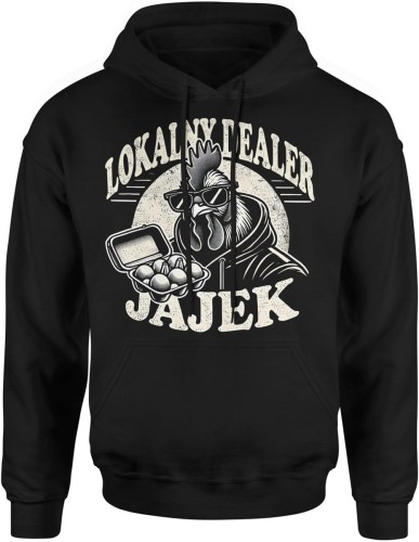 lokalny dealer jajek kogut farmer humor wiejski Męska bluza z kapturem 
