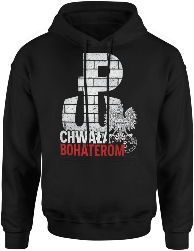 chwała bohaterom Polska walcząca orzeł kotwica Męska bluza z kapturem  