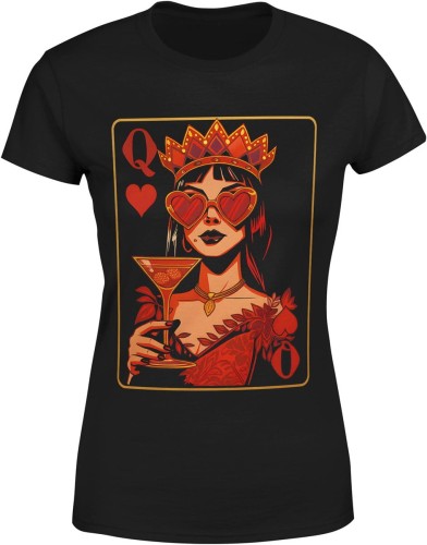 queen of hearts królowa serc karty hazard casino styl vegas Damska koszulka 