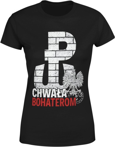 chwała bohaterom Polska walcząca orzeł kotwica Damska koszulka color:#000000