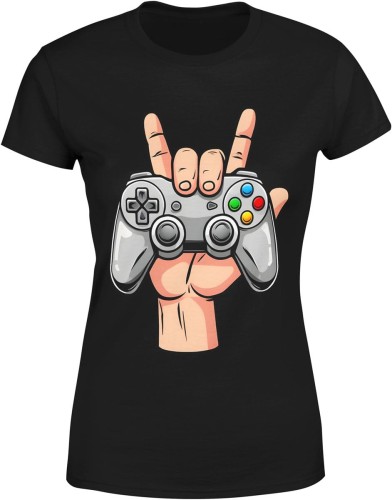 Pad gamer rock hand – kontroler do gier gest rocka Damska koszulka  