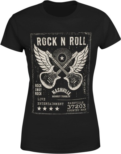 Rock N Roll Nashville skrzydlate gitary Damska koszulka color:#000000