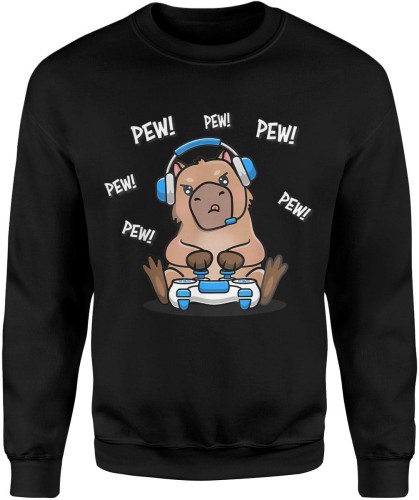 Gracz kapibara gamer Pew Pew z padem Męska bluza  