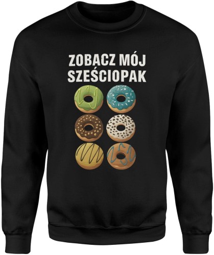 Zobacz mój sześciopak z pączków donutów kolorowe słodkości Męska bluza  