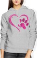 Różowe serce i łapa miłość do zwierząt Damska bluza z kapturem 