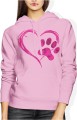 Różowe serce i łapa miłość do zwierząt Damska bluza z kapturem 