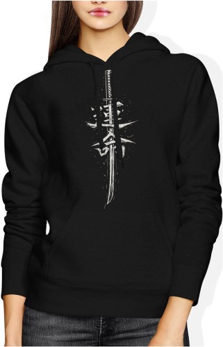 Katana z japońskim symbolem losu Damska bluza z kapturem 