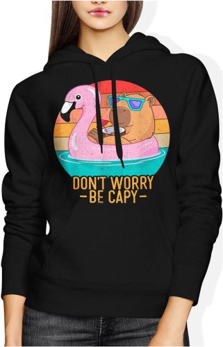 don’t worry be capy kapibara flaming humor chillout drink Damska bluza z kapturem 