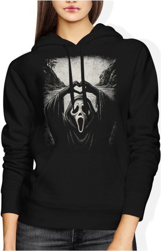 ghostface serce rękami scream slasher mroczny film kultowy maska Damska bluza z kapturem color:#000000