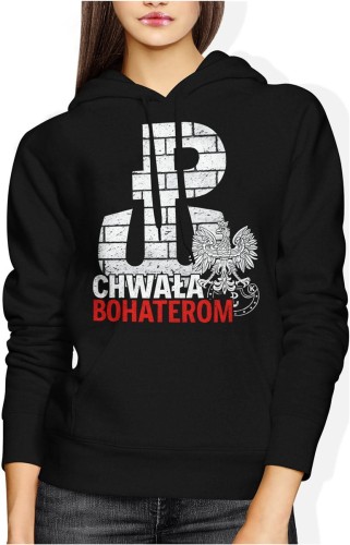 chwała bohaterom Polska walcząca orzeł kotwica Damska bluza z kapturem 