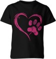 Różowe serce i łapa miłość do zwierząt Dziecięca koszulka  