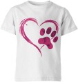 Różowe serce i łapa miłość do zwierząt Dziecięca koszulka  