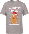 Wesołych Świąt – piernikowy ludzik w czapce Mikołaja Męska koszulka 
