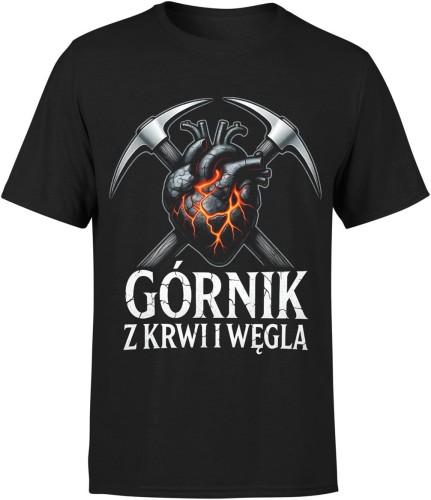 Górnik z krwi i węgla serce górnika duma barburka Męska koszulka 