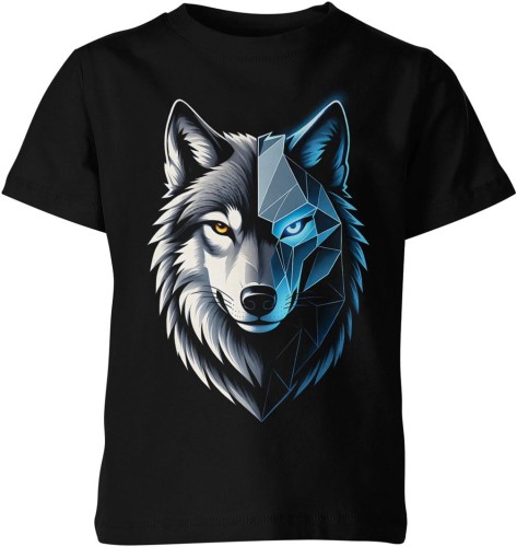 Wilk pół cyber pół realistyczny – symbol siły Dziecięca koszulka 