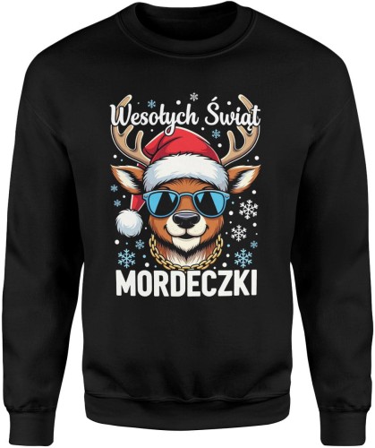 Wesołych Świąt mordeczki z reniferem Męska bluza 