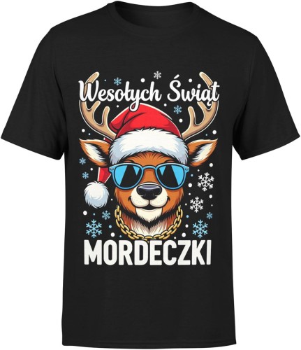 Wesołych Świąt mordeczki z reniferem Męska koszulka 