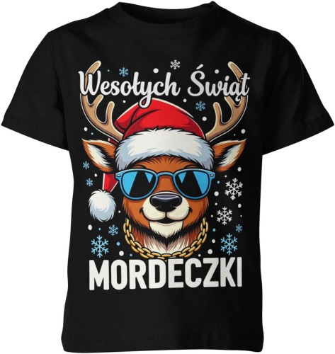 Wesołych Świąt mordeczki z reniferem Dziecięca koszulka 