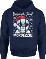 Wesołych Świąt mordeczki z wesołym bałwanem Męska bluza z kapturem 