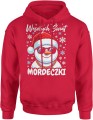 Wesołych Świąt mordeczki z wesołym bałwanem Męska bluza z kapturem 