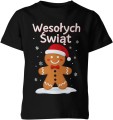 Wesołych Świąt – piernikowy ludzik w czapce Mikołaja Dziecięca koszulka  