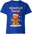 Wesołych Świąt – piernikowy ludzik w czapce Mikołaja Dziecięca koszulka  