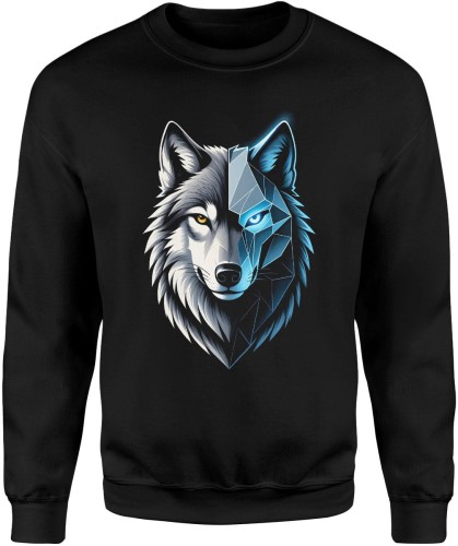 Wilk pół cyber pół realistyczny – symbol siły Męska bluza  