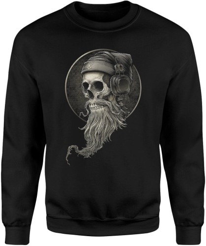 Czaszka z brodą i słuchawkami muzyczny motyw Męska bluza 